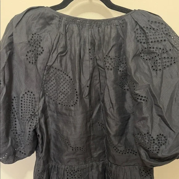 FRAME Black Puff Sleeve Eyelet Dress - Picture 6 of 14